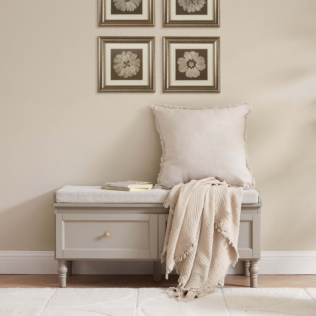 Dusklia - Ruby Storage Cupboard With Seat - Taupe