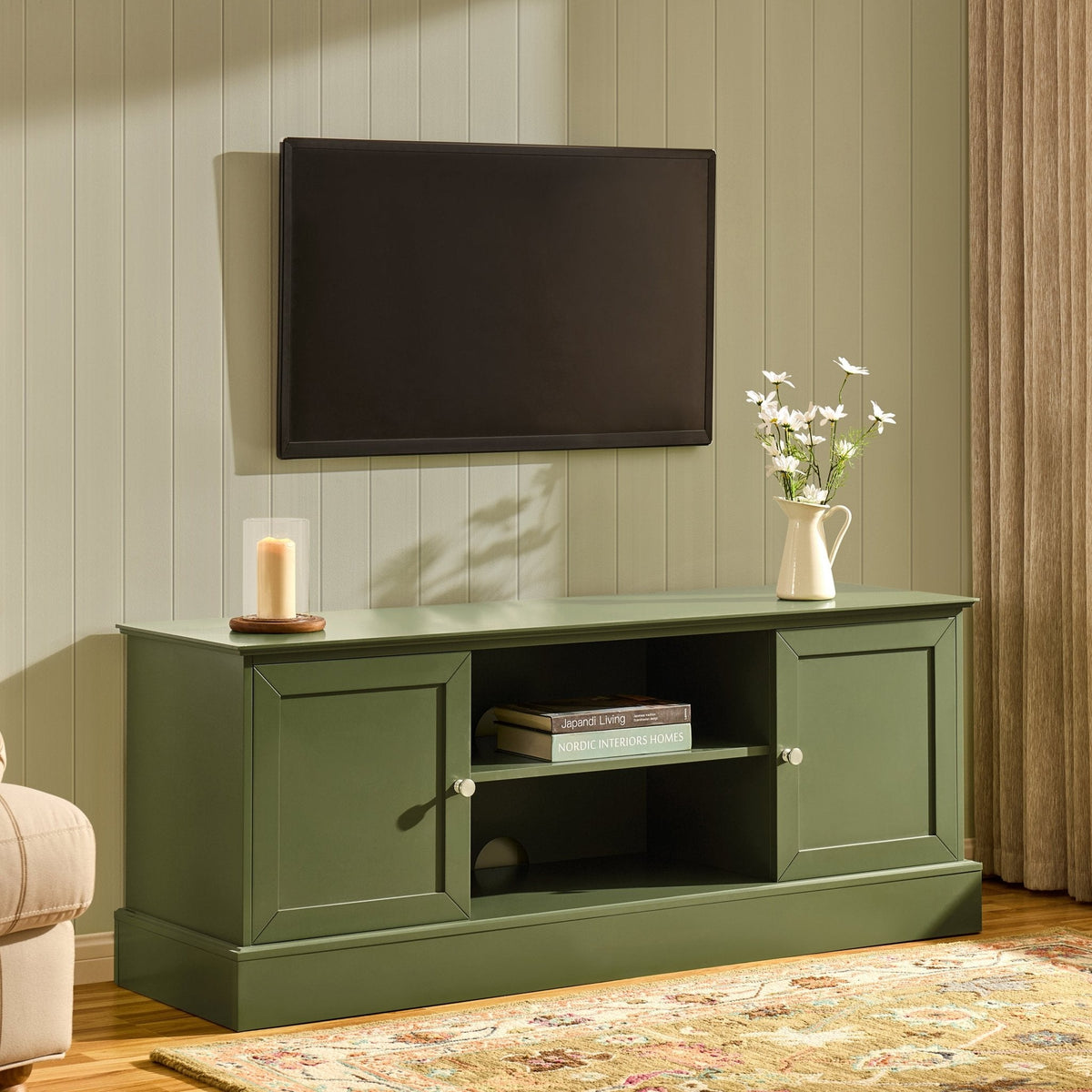 Dusklia - Ruby TV Unit for TVs up to 60- Olive