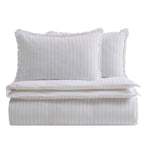 Dusklia - Saffi Stripe Jacquard 200 Thread Count Duvet Cover & Pillowcase Set - White/Grey
