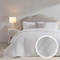 Dusklia - Saffi Stripe Jacquard 200 Thread Count Duvet Cover & Pillowcase Set - White/Grey