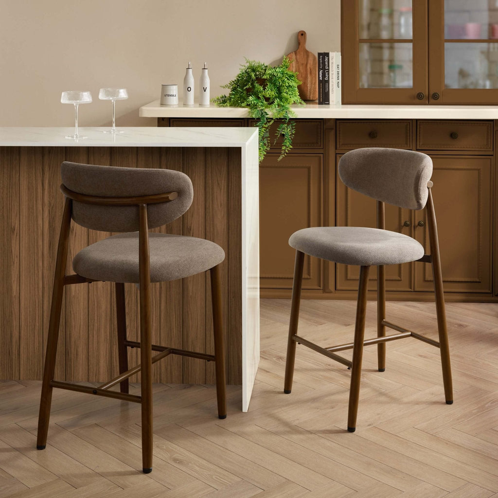 Dusklia - Sally Set of 2 Barstools - Chenille Mushroom