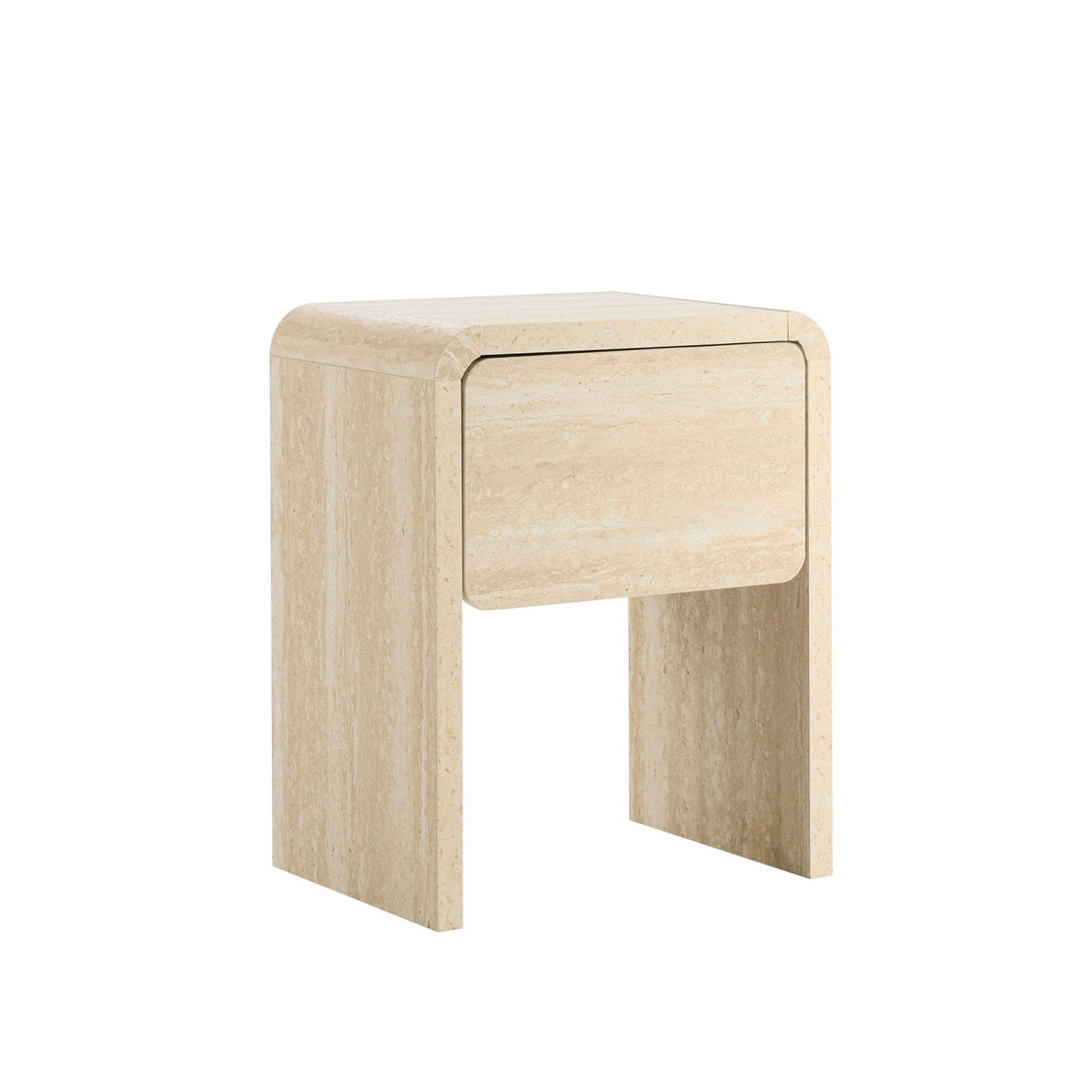 Dusklia - Samira Side Table - Travertine Effect
