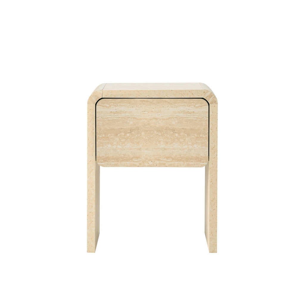 Dusklia - Samira Side Table - Travertine Effect
