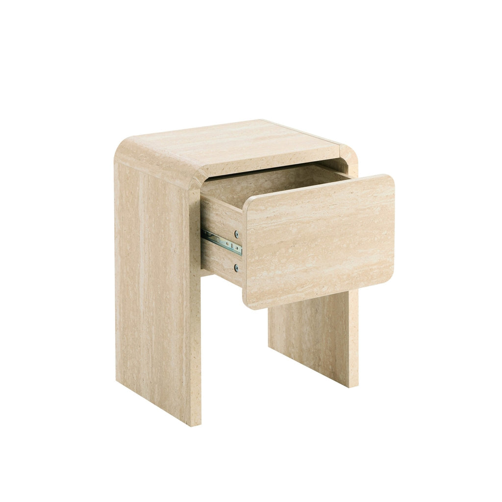 Dusklia - Samira Side Table - Travertine Effect