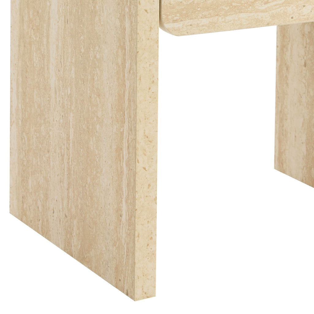 Dusklia - Samira Side Table - Travertine Effect