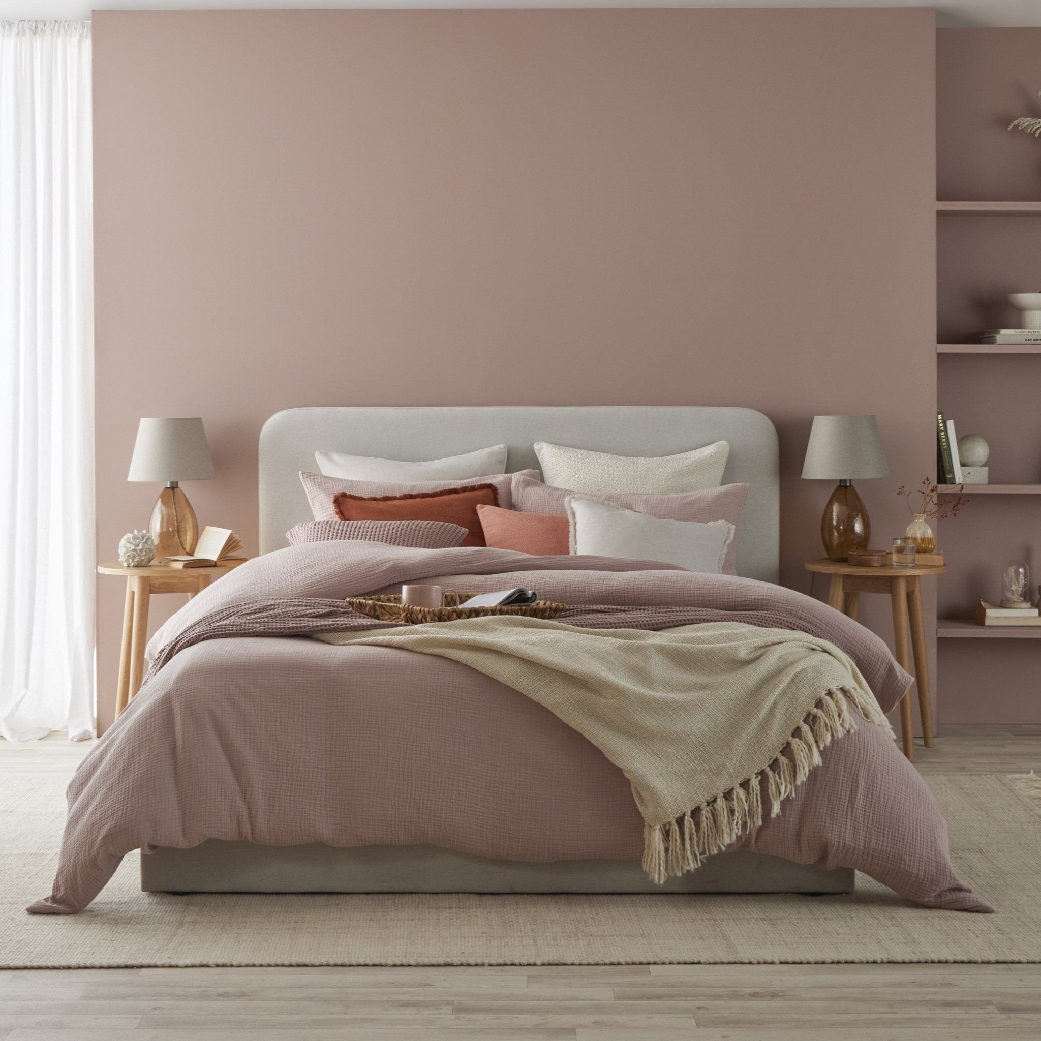 Dusklia - Santorini Muslin Duvet Cover & Pillowcase Set - Blush Pink