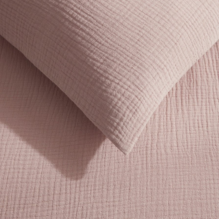 Dusklia - Santorini Muslin Duvet Cover & Pillowcase Set - Blush Pink