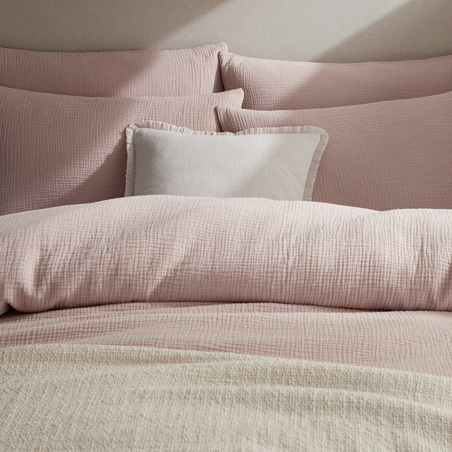 Dusklia - Santorini Muslin Duvet Cover & Pillowcase Set - Blush Pink
