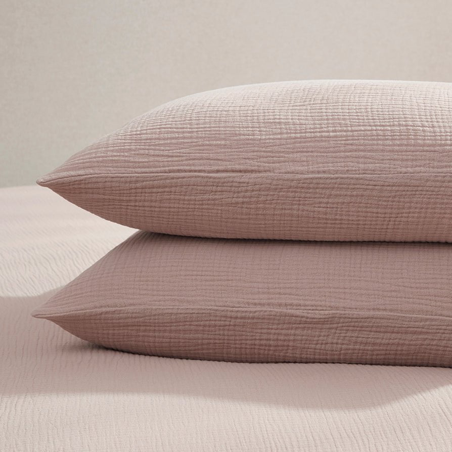 Dusklia - Santorini Muslin Duvet Cover & Pillowcase Set - Blush Pink