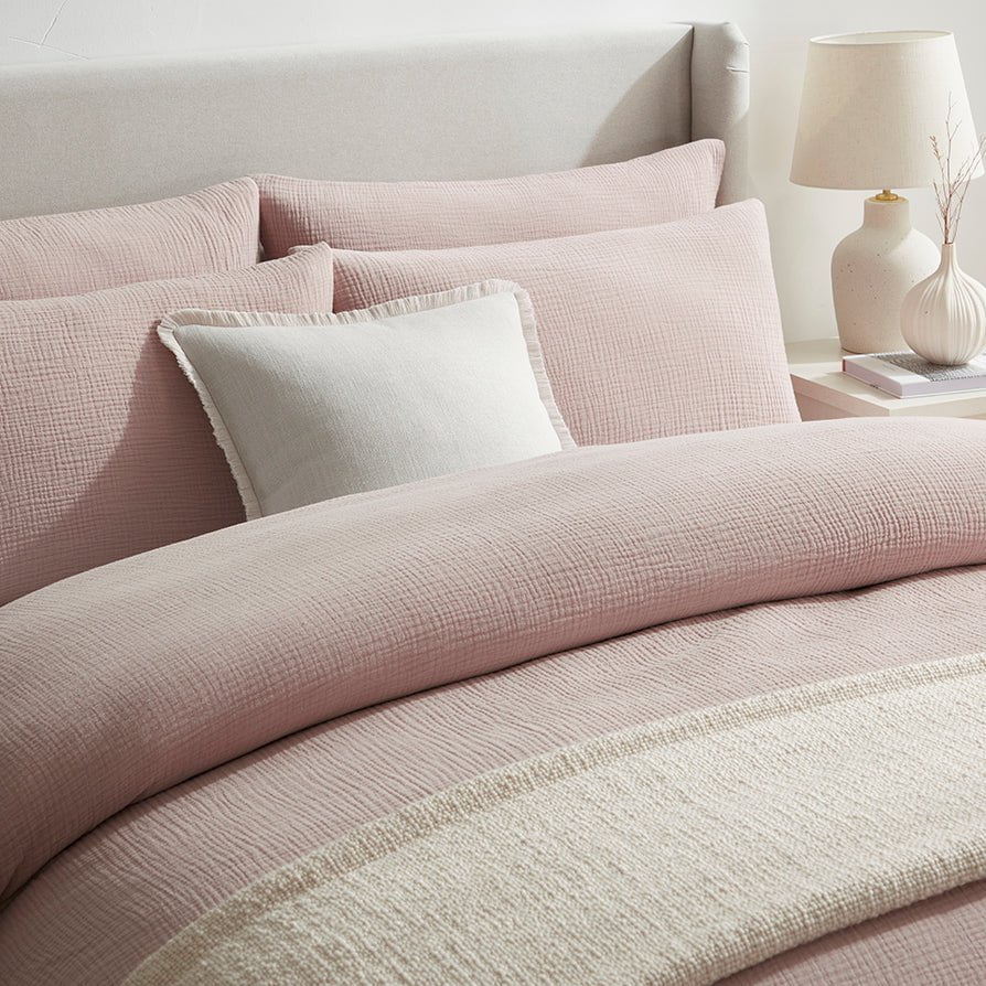 Dusklia - Santorini Muslin Duvet Cover & Pillowcase Set - Blush Pink