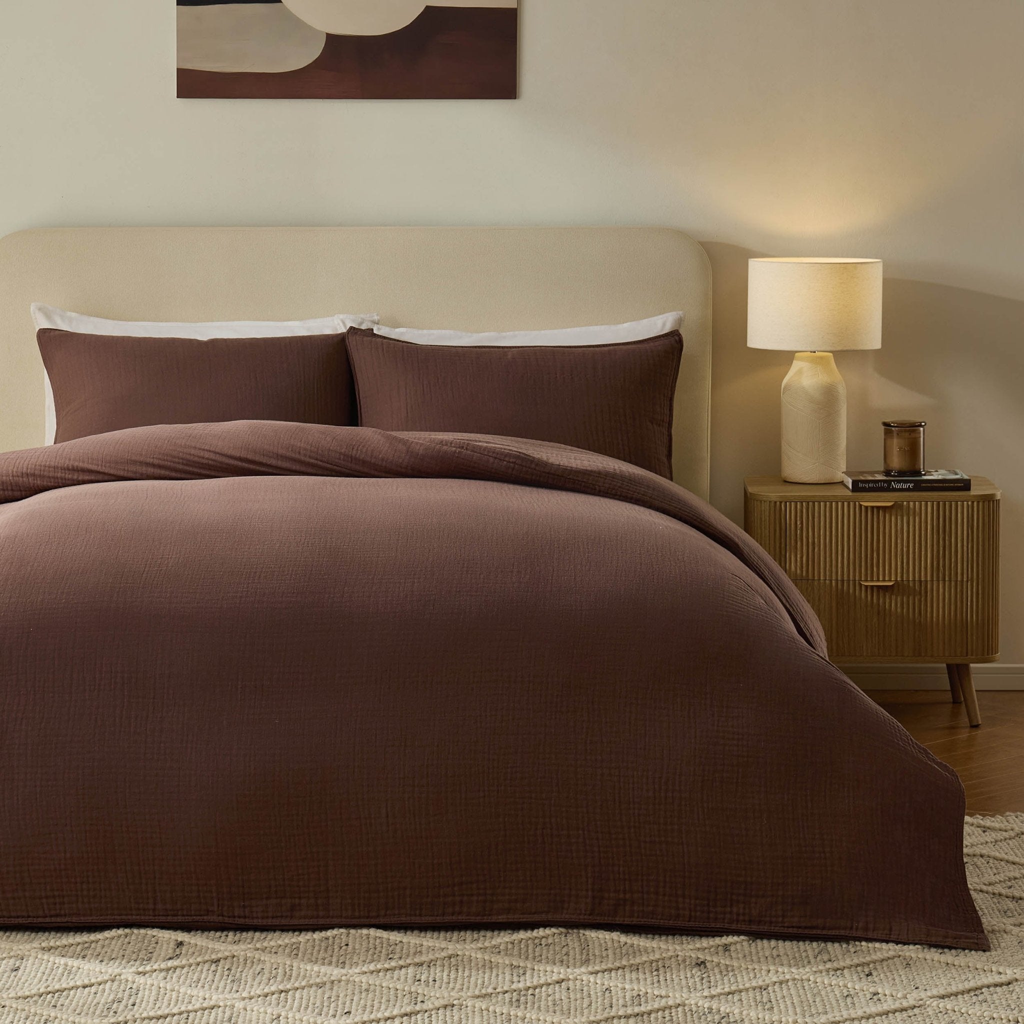 Dusklia - Santorini Muslin Duvet Cover & Pillowcase Set - Mocha