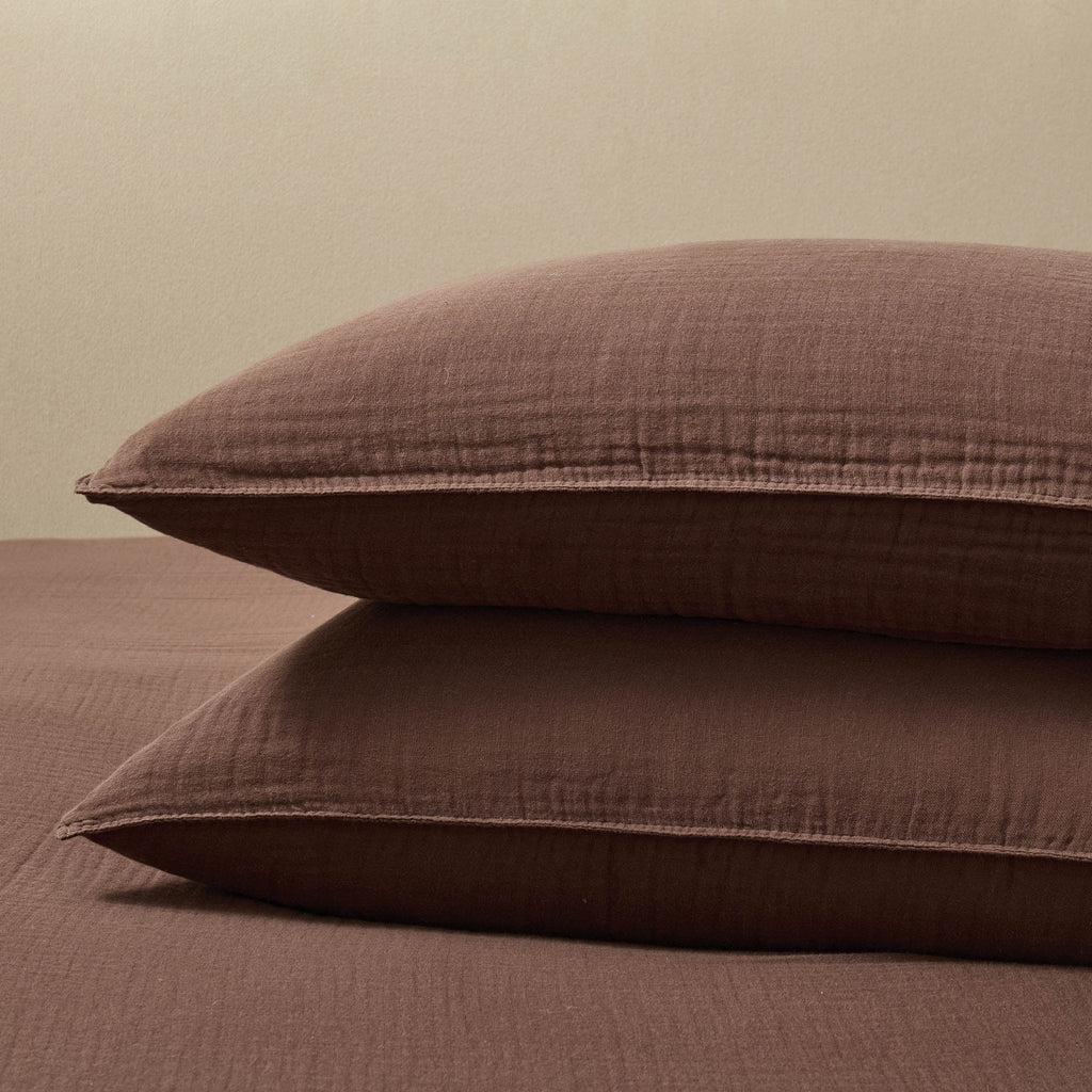 Dusklia - Santorini Muslin Duvet Cover & Pillowcase Set - Mocha