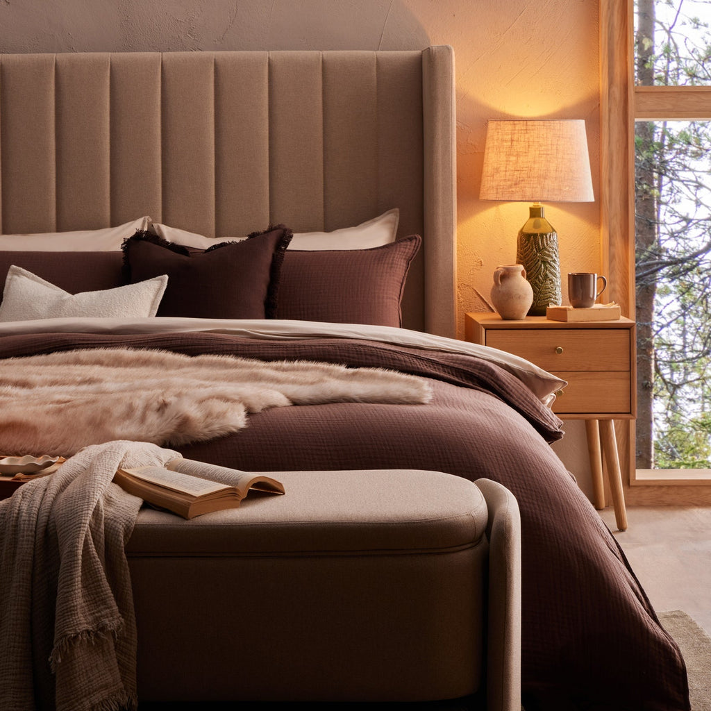 Dusklia - Santorini Muslin Duvet Cover & Pillowcase Set - Mocha