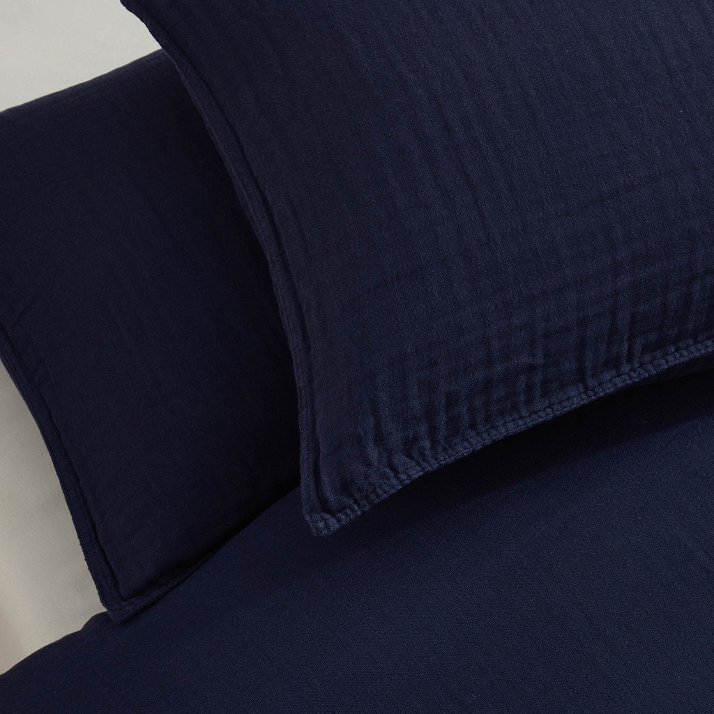 Dusklia - Santorini Muslin Duvet Cover & Pillowcase Set - Navy