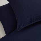 Dusklia - Santorini Muslin Duvet Cover & Pillowcase Set - Navy