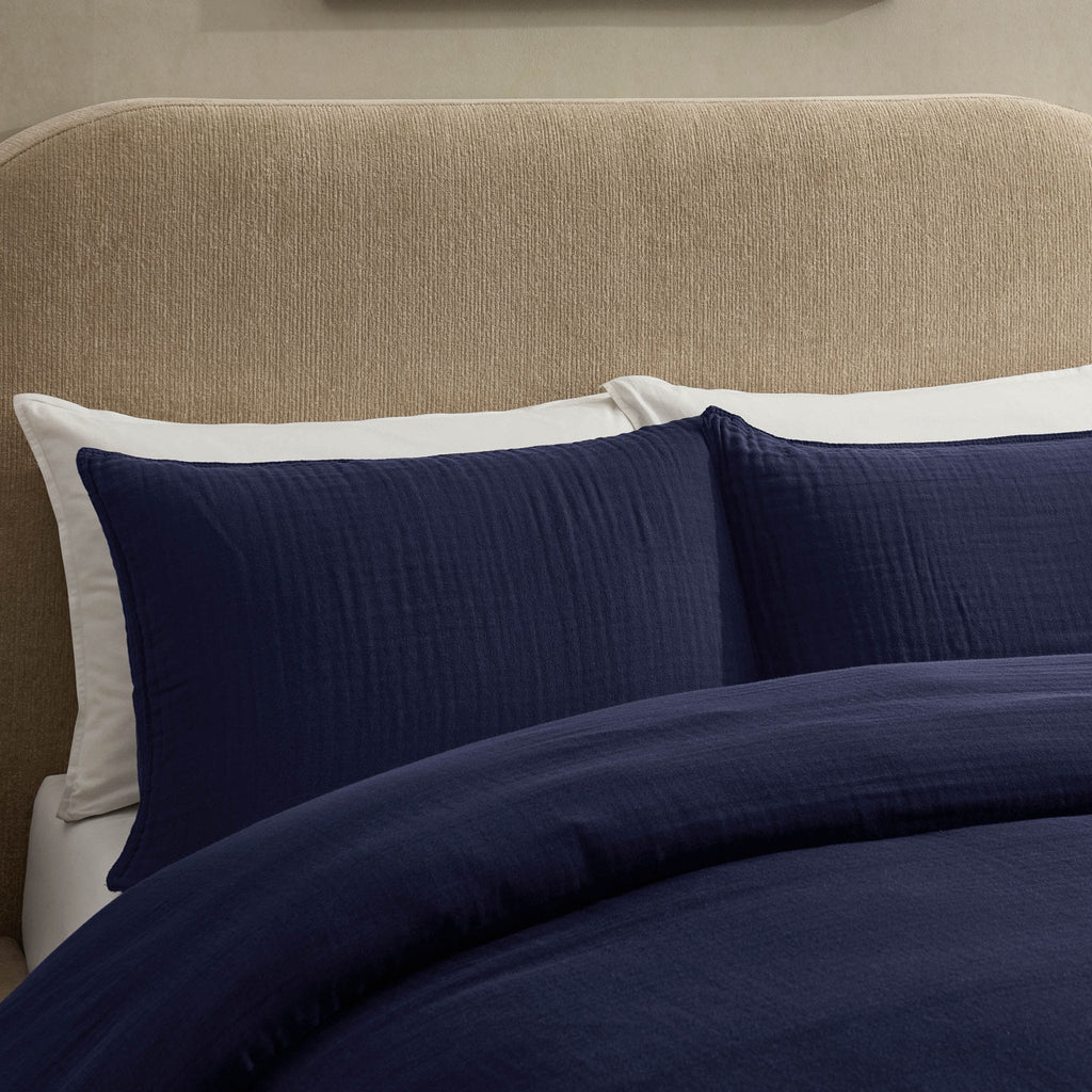 Dusklia - Santorini Muslin Duvet Cover & Pillowcase Set - Navy