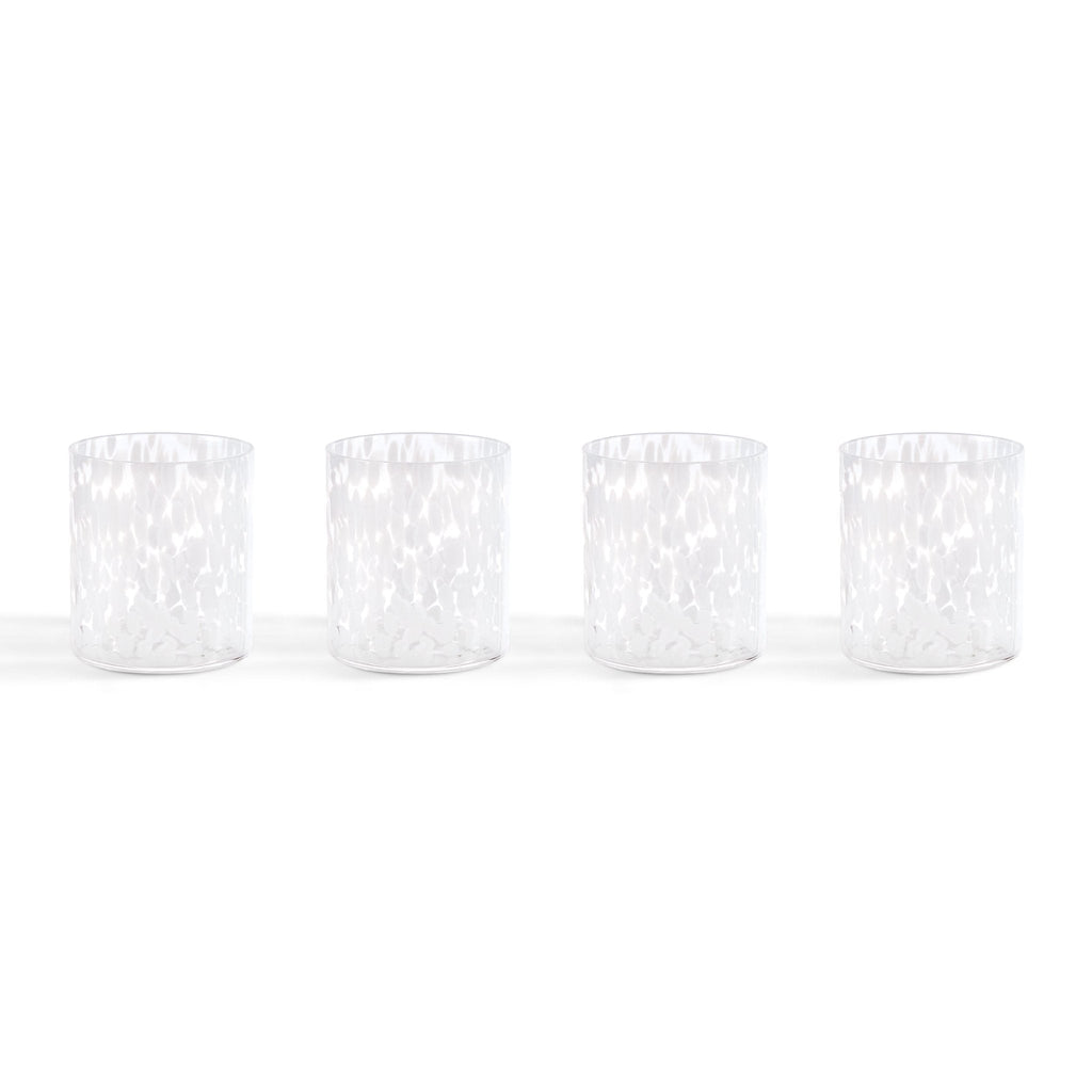 Dusklia - Sarda Dotty Glass Tumblers - Set of 4 - White