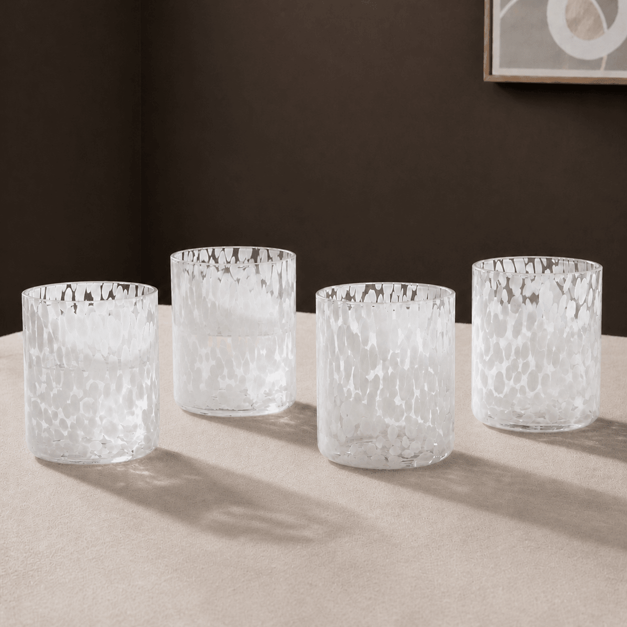 Dusklia - Sarda Dotty Glass Tumblers - Set of 4 - White
