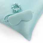 Dusklia - Satin Pillowcase, Eye Mask and Hair Tie Gift Set - Sage