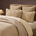 Dusklia - Savannah Four Layer Quilted Tufted Muslin Bedspread - Oat