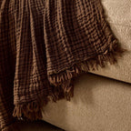 Dusklia - Savannah Four Layer Tufted Muslin Sofa Throw - Chocolate