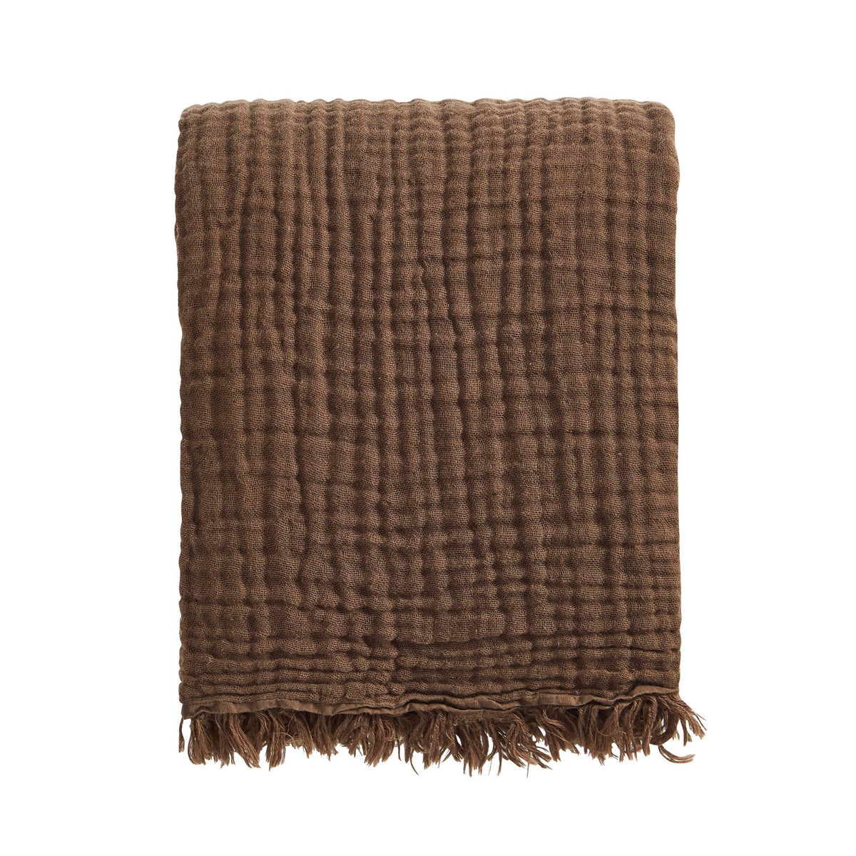 Dusklia - Savannah Four Layer Tufted Muslin Sofa Throw - Chocolate