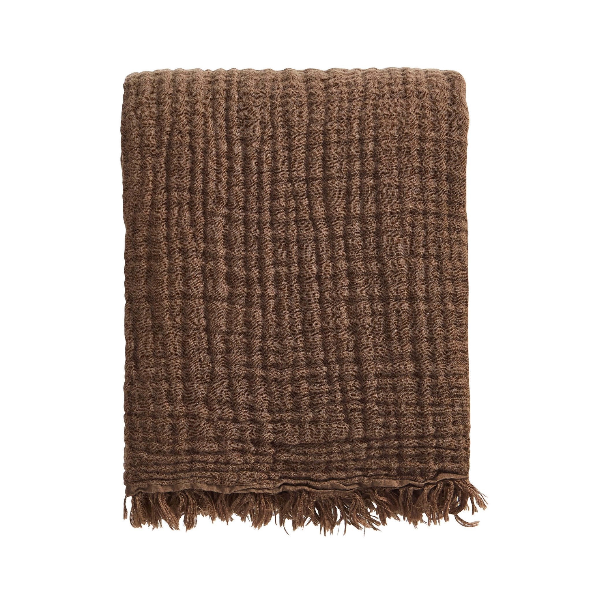 Dusklia - Savannah Four Layer Tufted Muslin Throw - Chocolate