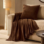Dusklia - Savannah Four Layer Tufted Muslin Sofa Throw - Chocolate