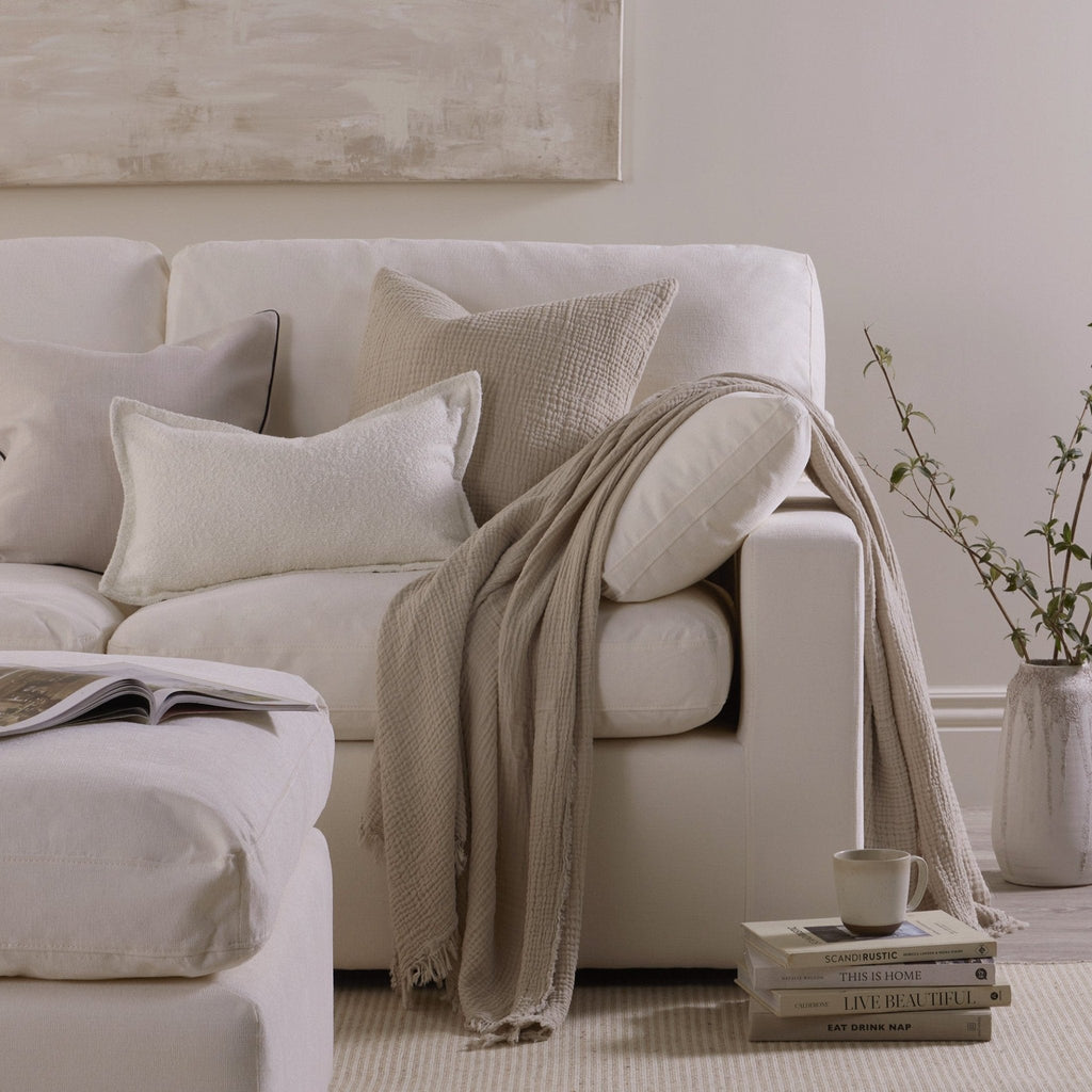 Dusklia - Savannah Four Layer Tufted Muslin Sofa Throw - Oat