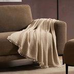 Dusklia - Savannah Four Layer Tufted Muslin Sofa Throw - Oat
