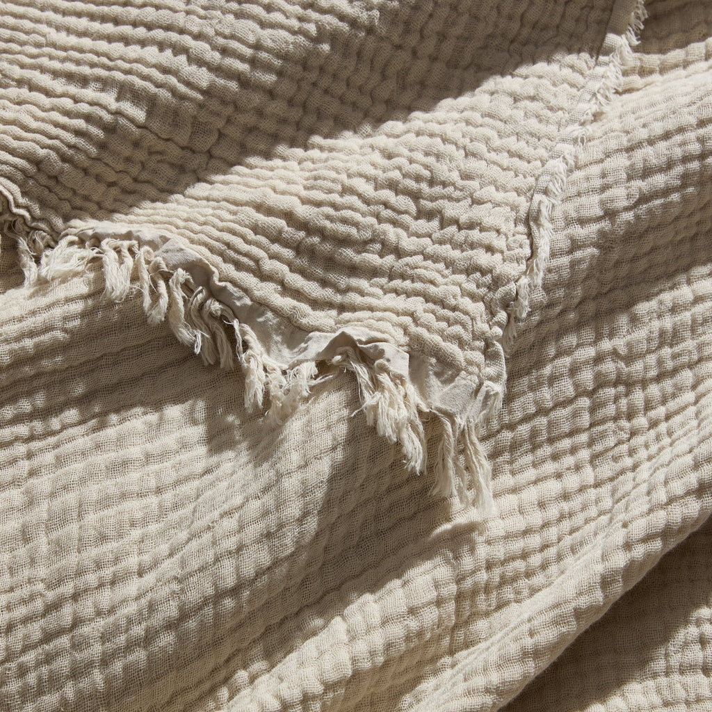 Dusklia - Savannah Four Layer Tufted Muslin Sofa Throw - Oat