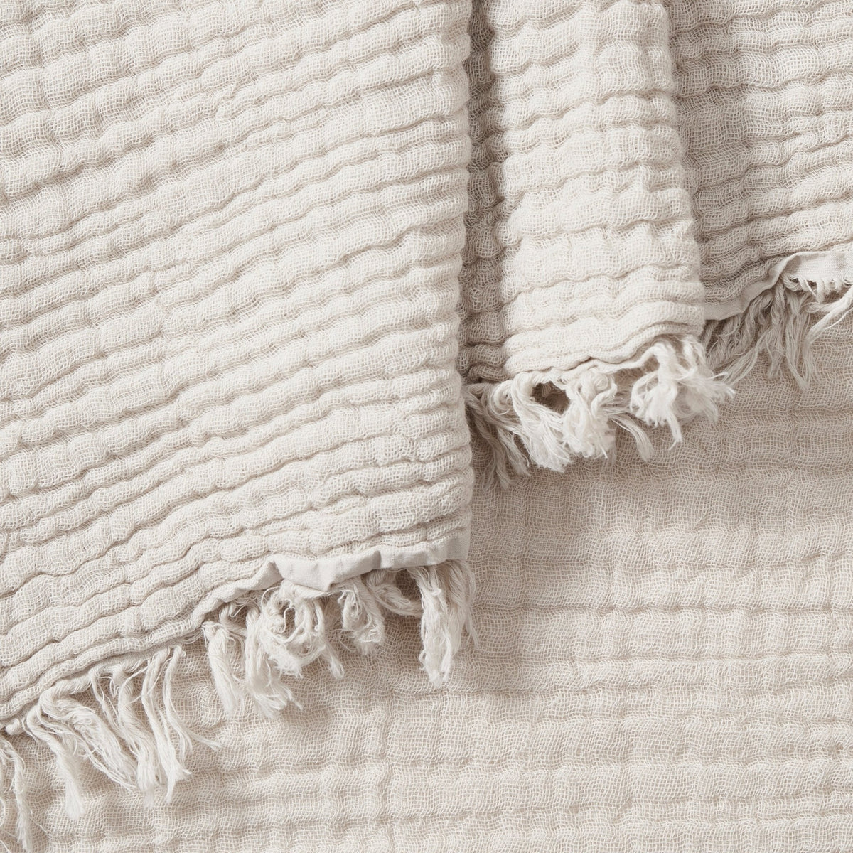 Dusklia - Savannah Four Layer Tufted Muslin Sofa Throw - Oat