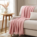 Dusklia - Savannah Four Layer Tufted Muslin Sofa Throw - Rose