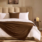 Dusklia - Savannah Four Layer Tufted Muslin Throw - Chocolate