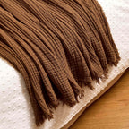 Dusklia - Savannah Four Layer Tufted Muslin Throw - Chocolate