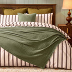 Dusklia - Savannah Four Layer Tufted Muslin Throw - Olive Green