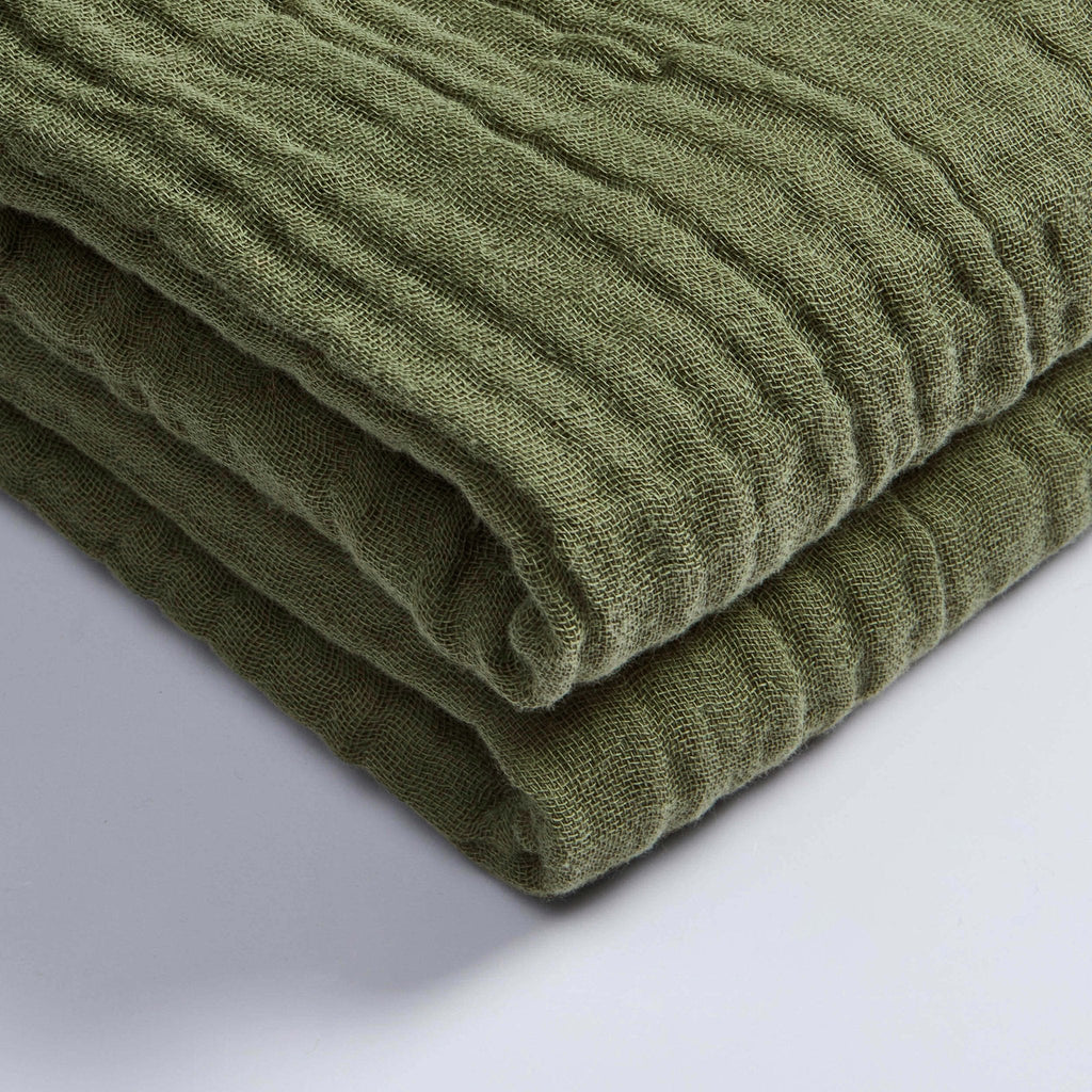 Dusklia - Savannah Four Layer Tufted Muslin Sofa Throw - Olive Green