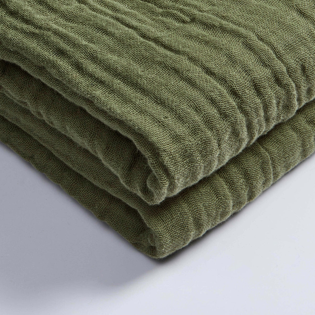 Dusklia - Savannah Four Layer Tufted Muslin Sofa Throw - Olive Green