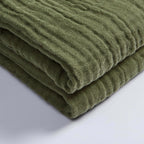 Dusklia - Savannah Four Layer Tufted Muslin Throw - Olive Green
