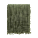 Dusklia - Savannah Four Layer Tufted Muslin Sofa Throw - Olive Green