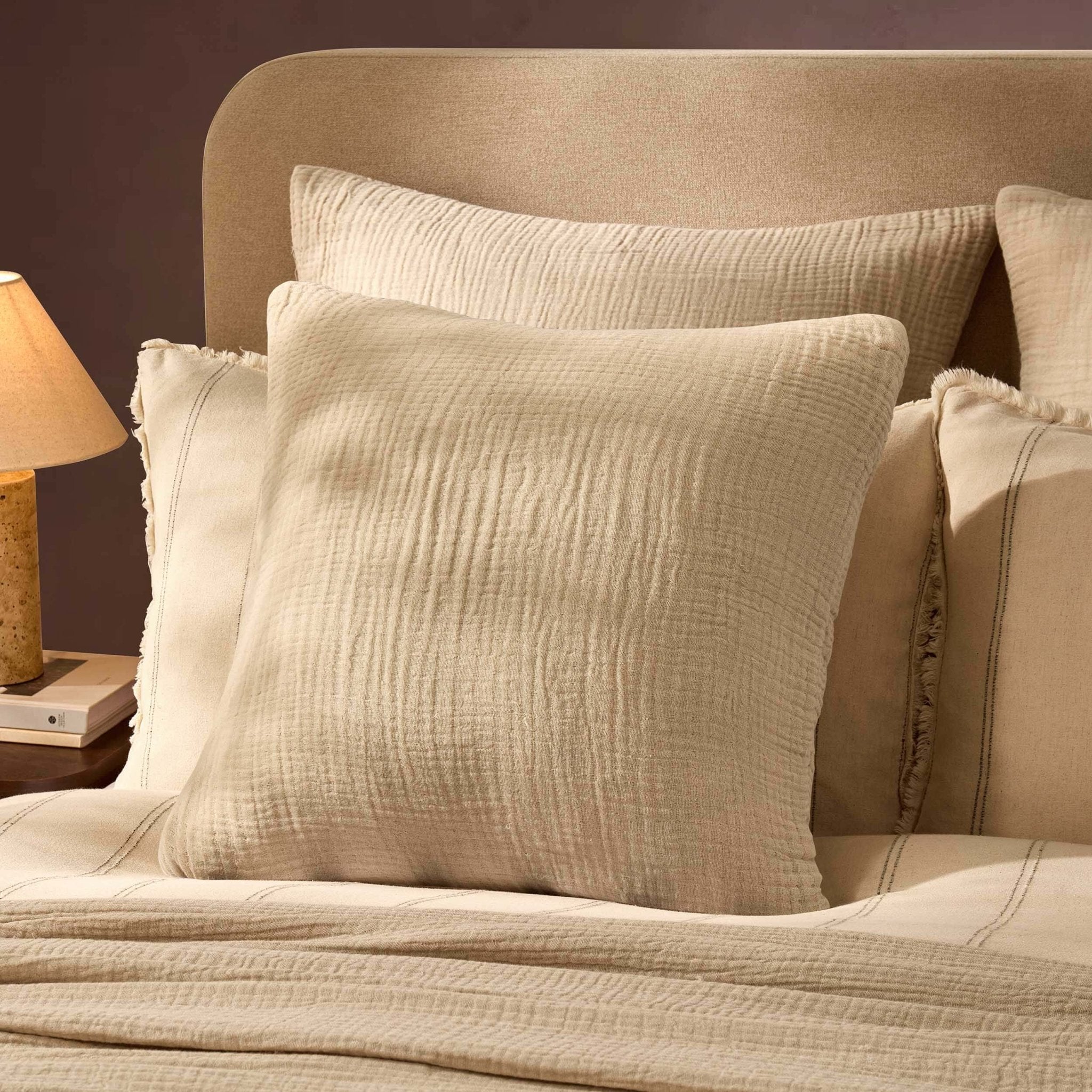 Dusklia - Savannah Set of 2 Tufted Muslin Cushion Cover - Oat