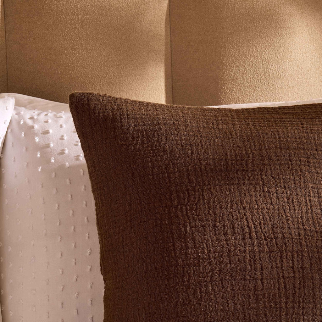 Dusklia - Savannah Set of 2 Tufted Muslin Cushion Covers - Chocolate