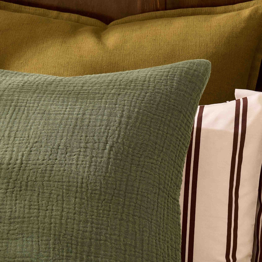 Dusklia - Savannah Set of 2 Tufted Muslin Cushion Covers - Olive Green