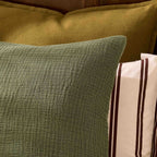 Dusklia - Savannah Set of 2 Tufted Muslin Cushion Covers - Olive Green