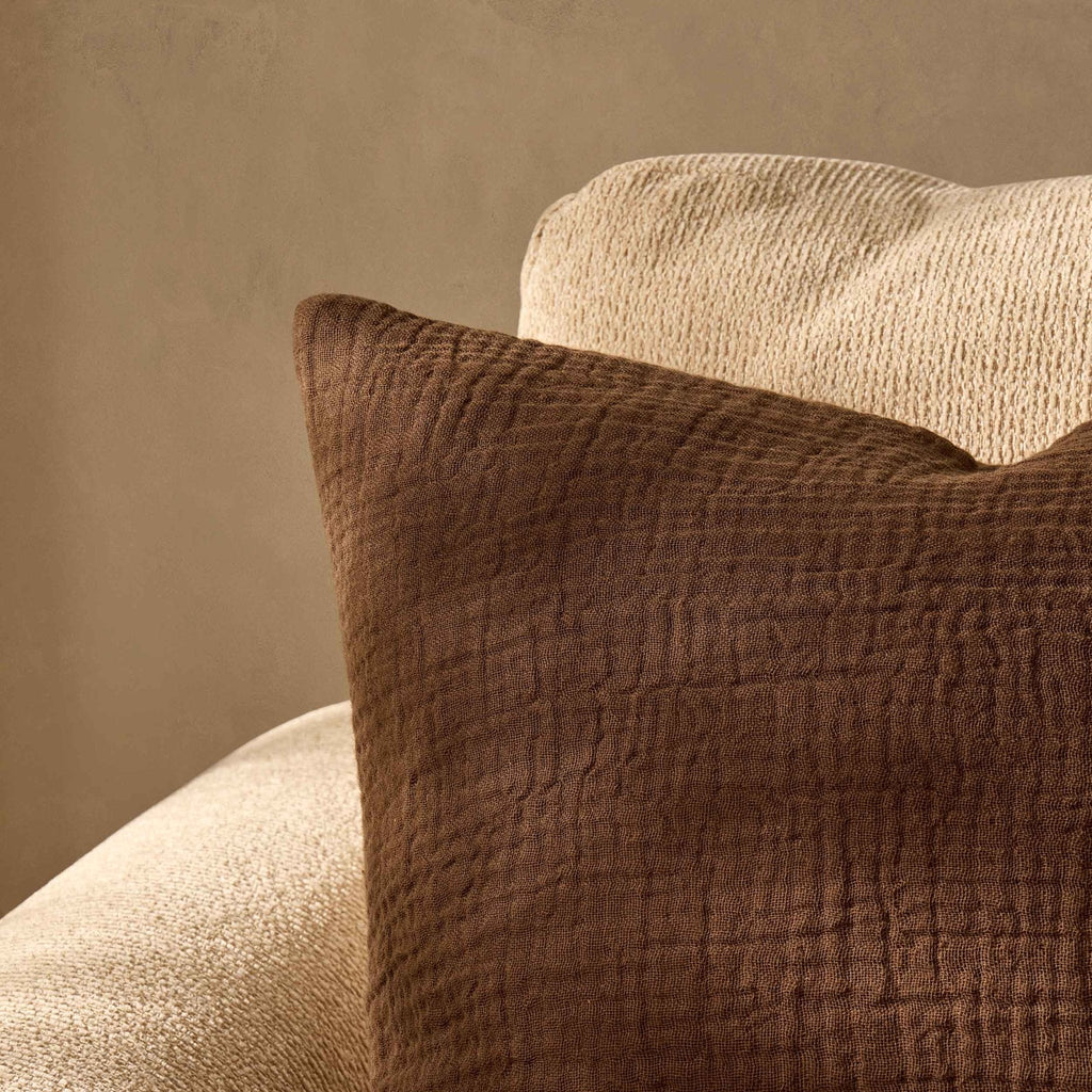 Dusklia - Savannah Set of 2 Tufted Muslin Sofa Cushion Covers - Chocolate