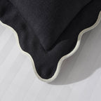 Dusklia - Scallop Contrast Edge Sofa Cushion Cover - Black/White