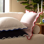 Dusklia - Scallop Contrast Edge Sofa Cushion Cover - Black/White
