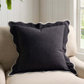 Dusklia - Scallop Contrast Edge Sofa Cushion Cover - Black/White