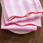 Dusklia - Scallop Edge Set of 2 Tea Towels - Pink/Red