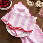 Dusklia - Scallop Edge Set of 2 Tea Towels - Pink/Red